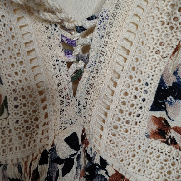 Torrid Mini Gauze Lace-Up Skater Dress Floral Print Circular Flounce Sleeves 3x - Picture 9 of 15